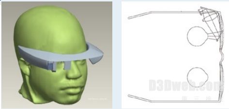 图3 视透型头戴显示器设计的一个最基本的挑战是为显示器设计一个光路，光路驻留在视场之外，不影响正常的视野，并且支持在阳光明媚的室外使用而且无分辨率的限制