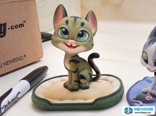 可爱的小猫咪，身高3.3英寸。图源：shapeways.com