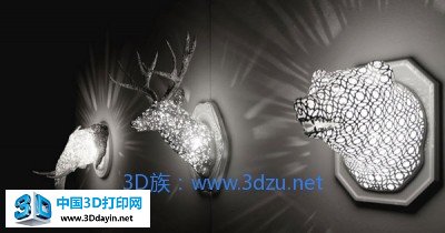 艺术家创作3D打印动物壁饰