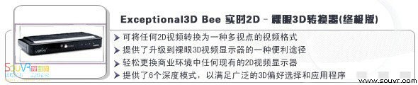 Exceptional3D Bee 实时2D–裸眼3D转换器