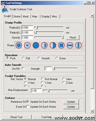 图 6-2 表面画笔雕刻工具的 Tool Settings 对话框