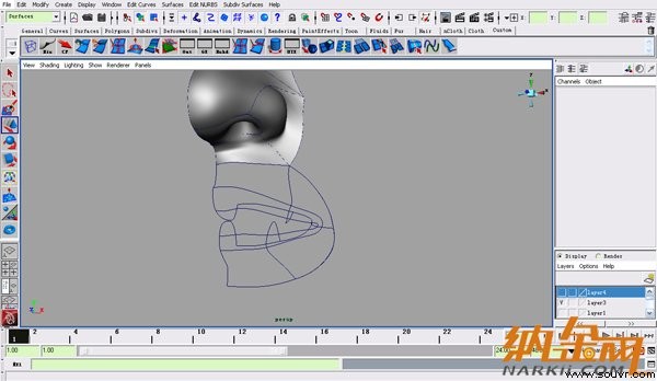 maya nurbs制作高精度生物模型详解 飞特网 maya建模教程