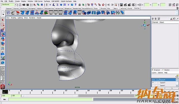 maya nurbs制作高精度生物模型详解 飞特网 maya建模教程