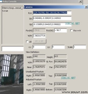 SketchUp内部相机设置参数面板