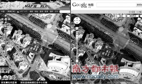 国家队“天地图”开通卫星图片疑与谷歌同源