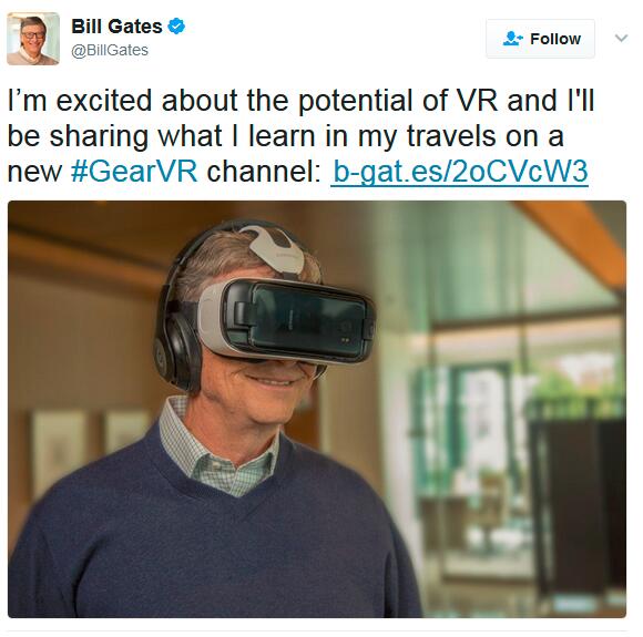 比尔·盖茨在Gear VR上推出了360度视频频道