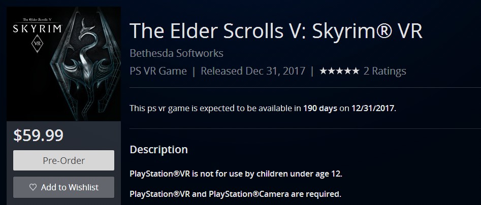 《上古卷轴5：天际》VR版2018年登陆HTC Vive